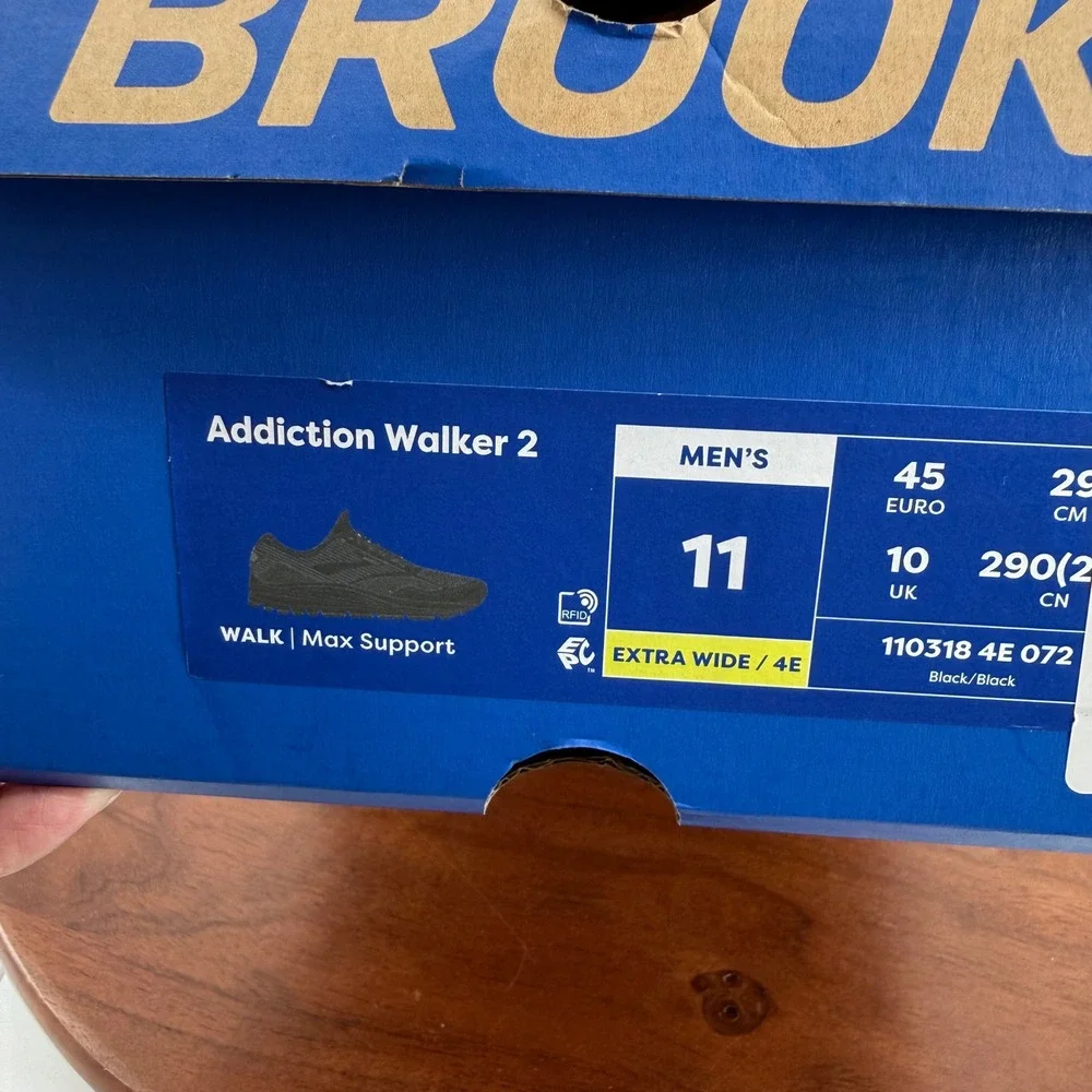Brooks Addiction Walker 2 Black Leather Comfort Walking Shoes Men 11 XWide/4E‎